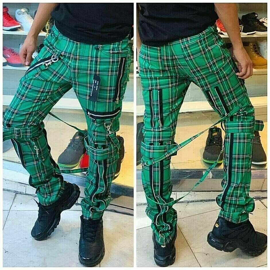 Men's Green Plaid Fashion Pants | eBay